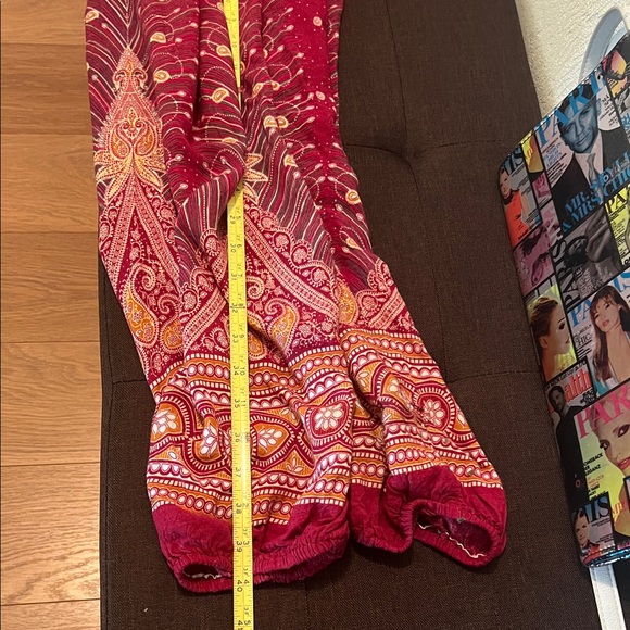 #1296+”40X14” Bohemian maroon Wide-Leg Pants - Picture 3 of 4